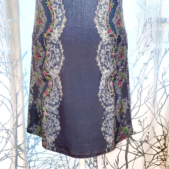 MICHAL NEGRIN blue white pink floral print stretch sleeveless tank mini dress - Picture 4 of 9